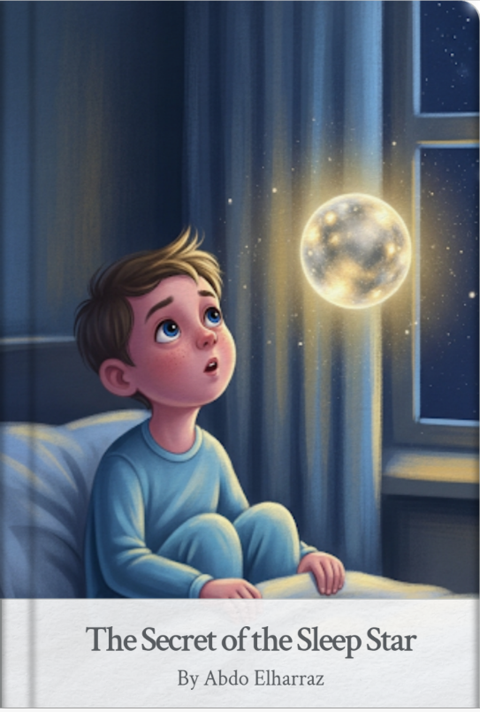 Book cover of 'The Secret of the Sleep Star' with a child looking at a glowing moon.