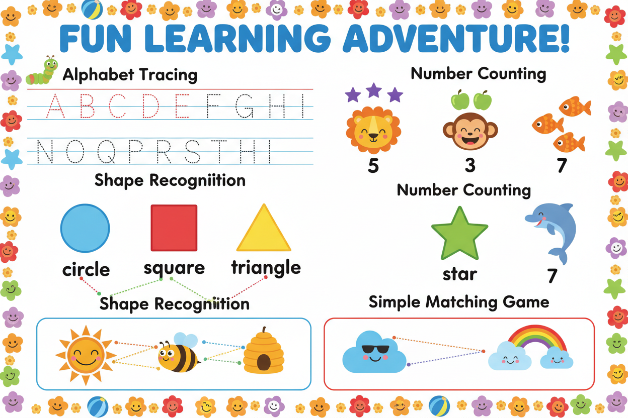 image content a learning worksheets for kids preschooler withe attractive colors 